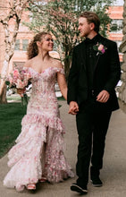Load image into Gallery viewer, Gorgeous A Line Off the Shoulder Light Pink Corset Prom Dress with Appliques