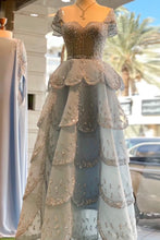 Load image into Gallery viewer, Gorgeous A Line Off the Shoulder Yellow Long Prom Dress with Beading
