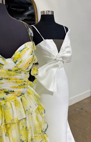 Gorgeous A Line Spaghetti Straps Yellow Floral Printed Long Prom Dress with Ruffles