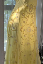 Load image into Gallery viewer, Gorgeous A Line Spaghetti Straps Yellow Long Prom Dress with Appliques Beading
