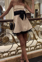 Load image into Gallery viewer, Gorgeous A Line Strapless White Printed Short Homecoming Dress with Bowknot