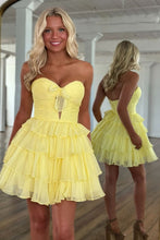 Load image into Gallery viewer, Gorgeous A Line Sweetheart Hot Pink Short Homecoming Dress with Ruffles
