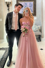 Load image into Gallery viewer, Gorgeous A Line Sweetheart Pink Long Prom Dress with Appliques