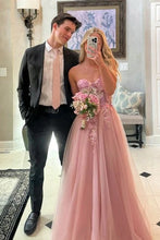 Load image into Gallery viewer, Gorgeous A Line Sweetheart Pink Long Prom Dress with Appliques