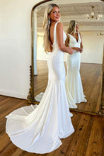 Load image into Gallery viewer, Sexy Deep V-Neck Open Back Mermaid Long Beaded Prom Party Dress
