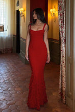 Load image into Gallery viewer, Gorgeous Mermaid Square Neck Pink Long Prom Dress with Flowers
