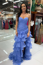 Load image into Gallery viewer, Gorgeous Mermaid Sweetheart Blue Long Prom Dress with Ruffles