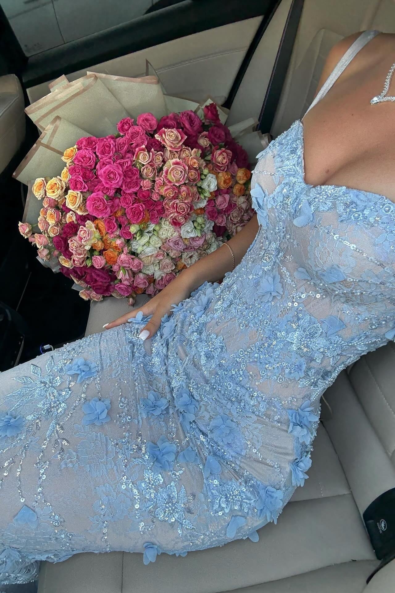 blue mermaid style prom dresses Luuvis Women Light Long Dress Gorgeous Sweetheart Formal Dress with Appliques Illusion Corset Bodice Cheap Wedding Dresses With Sleeves Kendall Jenner Elevates a Color:Black Red Rose
