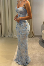Load image into Gallery viewer, Gorgeous Mermaid Sweetheart Light Blue Long Prom Dress with Appliques

