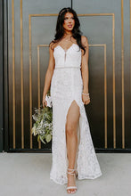 Load image into Gallery viewer, Gorgeous Mermaid Sweetheart White Lace Long Prom Dress with Beading Pearls