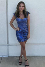 Load image into Gallery viewer, Gorgeous Sparkly Royal Blue Bodycon Homecoming Dress With Sequin
