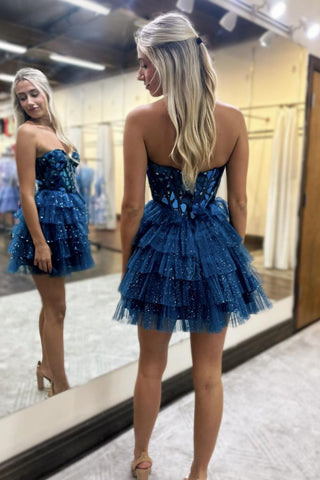 Gorgeous A-Line Sweetheart Short Tiered Tulle Homecoming Dress with Mirror