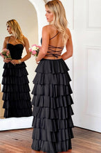 Load image into Gallery viewer, Gorgeous A Line Spaghetti Straps Burgundy Long Prom Dress with Ruffles