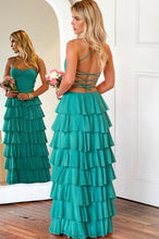 Load image into Gallery viewer, Gorgeous A Line Spaghetti Straps Burgundy Long Prom Dress with Ruffles