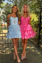 Load image into Gallery viewer, Gorgeous A Line Sweetheart Hot Pink Short Homecoming Dress with Ruffles
