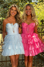 Load image into Gallery viewer, Gorgeous A Line Sweetheart Hot Pink Short Homecoming Dress with Ruffles
