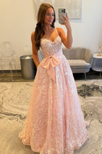 Load image into Gallery viewer, Gorgeous A Line Sweetheart Light Pink Corset Prom Dress with Bowknot