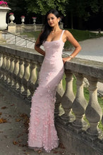 Load image into Gallery viewer, Gorgeous Mermaid Square Neck Pink Long Prom Dress with Flowers
