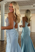 Load image into Gallery viewer, Gorgeous Gold Mermaid Strapless Long Beaded Prom Dress With High Slit