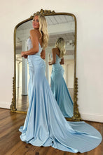 Load image into Gallery viewer, Gorgeous Gold Mermaid Strapless Long Beaded Prom Dress With High Slit