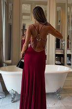 Load image into Gallery viewer, Hot A Line Spaghetti Straps Red Long Prom Dress with Open Back
