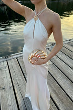 Load image into Gallery viewer, Hot Mermaid Halter Neck White Long Prom Dress with Keyhole