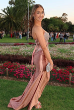 Load image into Gallery viewer, Hot Mermaid Strapless Dark Pink Corset Prom Dress with Beading