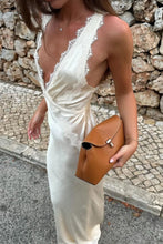 Load image into Gallery viewer, Trendy Sheath Deep V Neck Ivory Long Party Dress with Lace