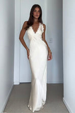 Load image into Gallery viewer, Trendy Sheath Deep V Neck Ivory Long Party Dress with Lace