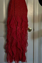 Load image into Gallery viewer, Hot Sheath Spaghetti Straps Red Long Prom Dress with Pearls Ruffles
