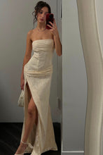 Load image into Gallery viewer, Hot Sheath Strapless Ivory Long Party Dress with Ruched