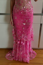 Load image into Gallery viewer, Gorgeous Mermaid Spaghetti Straps Orange Long Prom Dress with Appliques