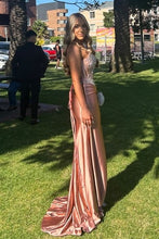 Load image into Gallery viewer, Hot Mermaid Strapless Dark Pink Corset Prom Dress with Beading