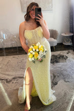 Load image into Gallery viewer, Gorgeous Mermaid Strapless Light Blue Corset Prom Dress with Pearls