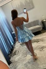 Load image into Gallery viewer, Elegant Sweetheart Homecoming Dress with Lace Corset Bodice and Tiered Skirt
