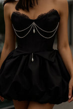Load image into Gallery viewer, Light Pink Satin Corset Homecoming Dress with Pearl Draping and Bubble Skirt