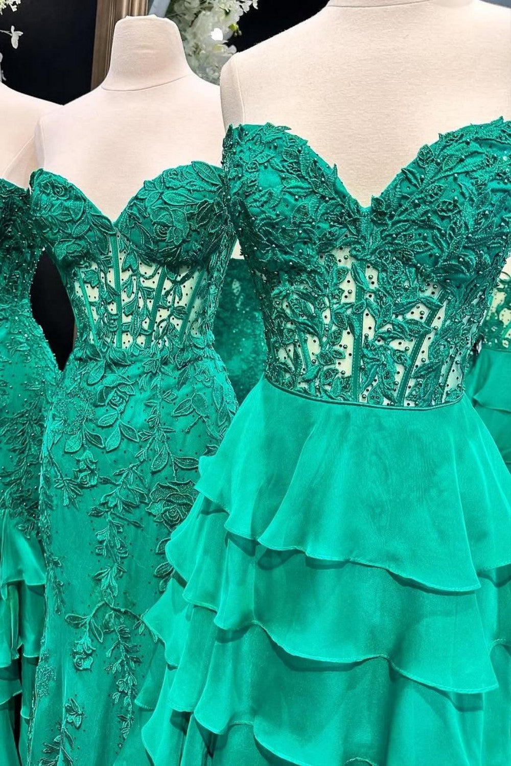 A-Line sweetheart Blue Chiffon Pleats Long Prom Dresses with Slit VK26011605