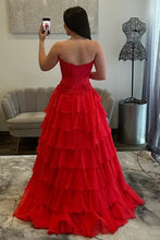 Load image into Gallery viewer, Lovely A Line Sweetheart Lilac Corset Prom Dress with High Slit and Appliques