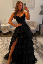 Load image into Gallery viewer, Lovely A Line Sweetheart Lilac Corset Prom Dress with High Slit and Appliques