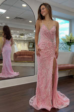 Load image into Gallery viewer, Luxurious Mermaid Sweetheart Pink Long Prom Dress with Appliques