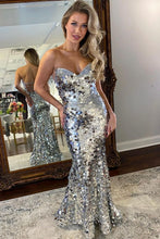 Load image into Gallery viewer, Luxurious Sparkly Sequin Mermaid Strapless Lace Up Long Corset Prom Dress
