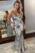 Load image into Gallery viewer, Luxurious Sparkly Sequin Mermaid Strapless Lace Up Long Corset Prom Dress