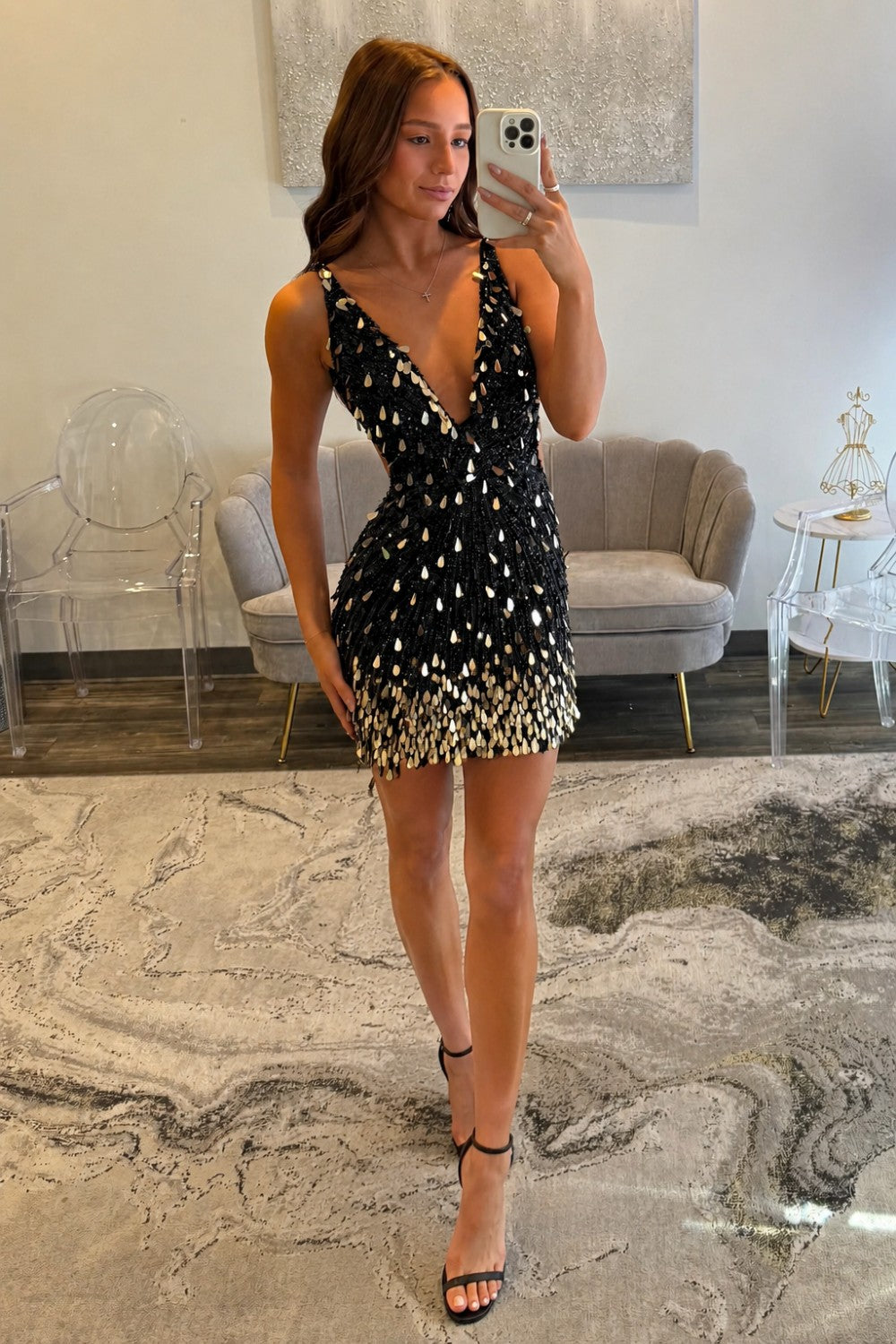 sequin homecoming dress Alyce Paris V-Neck 4900 24/7 Online Service. Primavera Couture 4236 Size 00