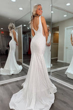 Load image into Gallery viewer, Luxurious Mermaid V Neck Pink Long Prom Dress with Pearls