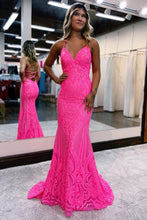Load image into Gallery viewer, Mermaid V-Neck Sweep Train Prom Dress With Sequin
