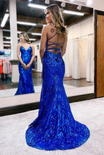 Load image into Gallery viewer, Mermaid V-Neck Sweep Train Prom Dress With Sequin
