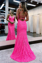 Load image into Gallery viewer, Mermaid V-Neck Sweep Train Prom Dress With Sequin
