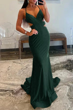 Load image into Gallery viewer, Yellow Mermaid Cutout Waist Lace Up Corset Long Beaded Prom Dress