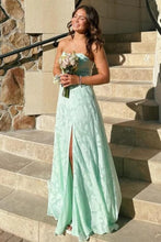 Load image into Gallery viewer, Beautiful A Line Sweetheart Mint Green Long Prom Dress with Split Front