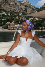 Load image into Gallery viewer, Modern White Fit and Flare Homecoming Dress with Deep V Corset Bodice